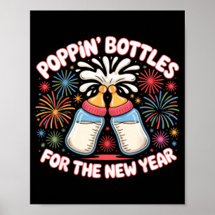Poster Bouteilles qui sautent pour la nouvelle année Mign