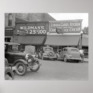 Poster Boutique de confiseries et de glaces, 1938. Photo