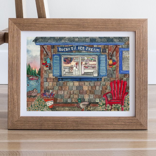 Poster Boutique de crème glacée côtière Aquarelle (Créateur téléchargé)