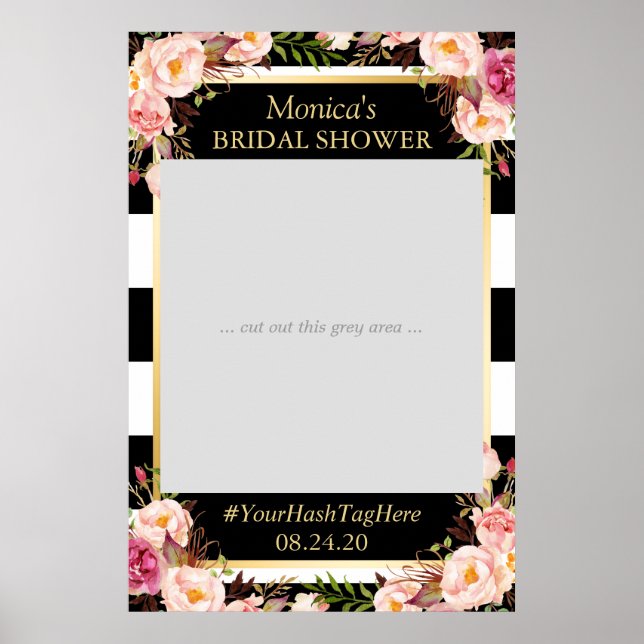 Poster Boutique photo Floral Black White Gold Fête des ma (Devant)