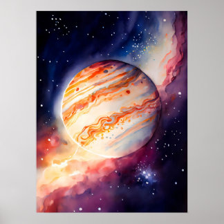 Poster Bouton d'art Jupiter Aquarelle Majestic