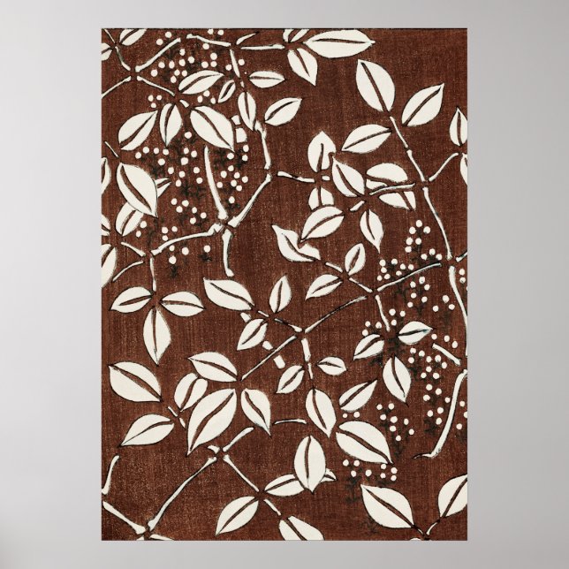 Poster Bouton de bois japonais antique en bambou (Devant)