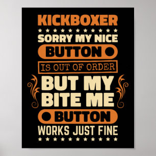 Poster Bouton de morsure fonctionne conception de kickbox