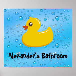 Poster Bouton en caoutchouc mignon / Bulles bleues