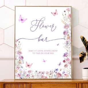 Poster Bouton rose violet Fleur sauvage barre de fleurs