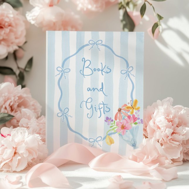 Poster Bow bleu Livres et cadeaux fantaisie floral (Créateur téléchargé)