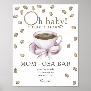 Poster Bow & Café brassage baby shower Momosa bar