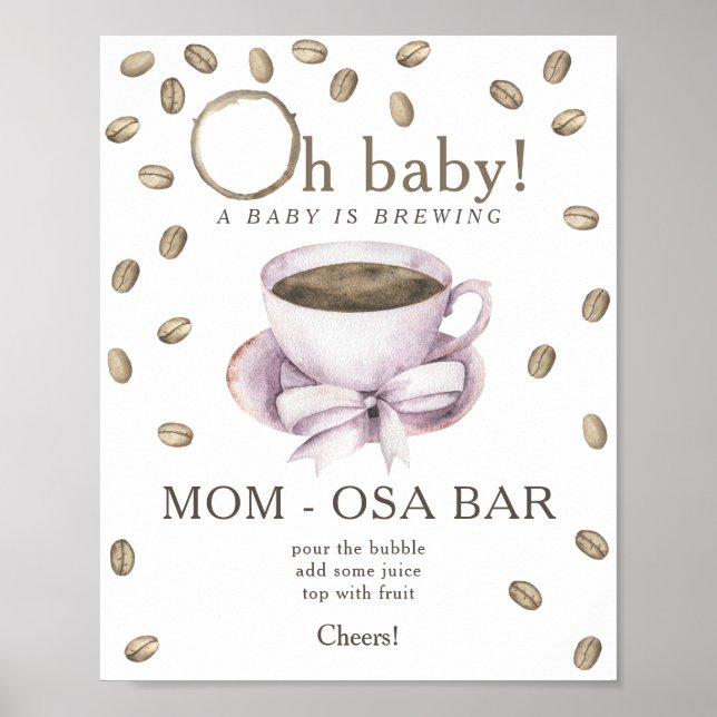 Poster Bow & Café brassage baby shower Momosa bar (Devant)