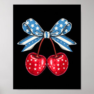 Poster Bow Cherry 4 juillet américain patriotique