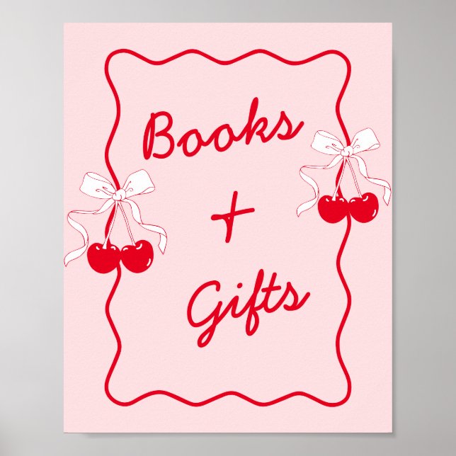 Poster Bow Cherry Baby showers Livres et cadeaux (Devant)