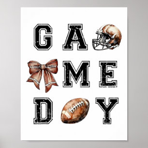 Poster Bow Coquette pied Football Maman Jour de match Fem