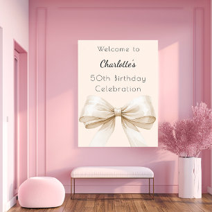Poster Bow crème beige anniversaire bienvenue