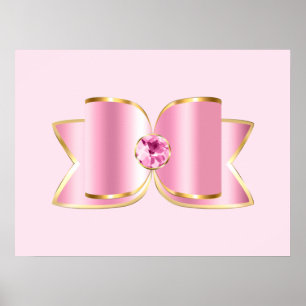 Poster Bow en verre rose avec pierre centrale