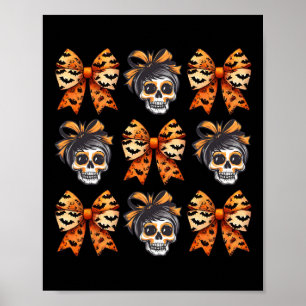 Poster Bow Halloween Saison Éffrayante Skeleton mignonne