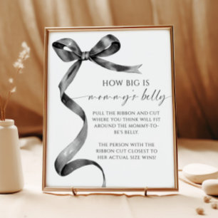 Poster Bow How Big is Mommy's Belly Baby shower Jeu