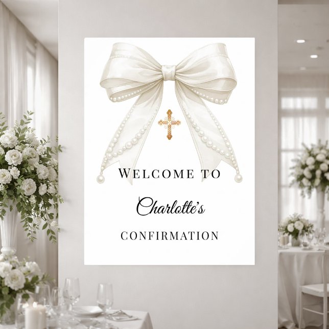 Poster Bow ivory pearls Confirmation welcome (Créateur téléchargé)