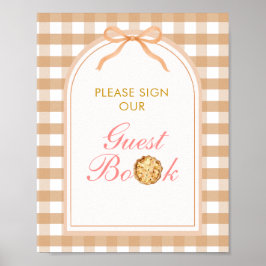 Poster Bow Our Little Cutie Pie Livre d'invité En vichy A
