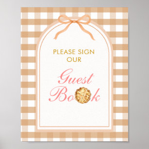 Poster Bow Our Little Cutie Pie Livre d'invité En vichy A