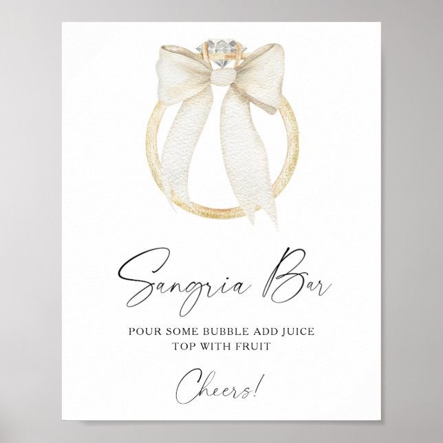 Poster Bow & Ring Bride douche sangria bar (Devant)