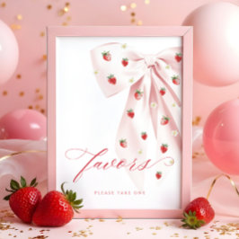 Poster Bow rose Berry Sweet Baby shower Faveurs Panneau d
