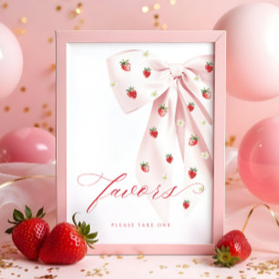 Poster Bow rose Berry Sweet Baby shower Faveurs Panneau d