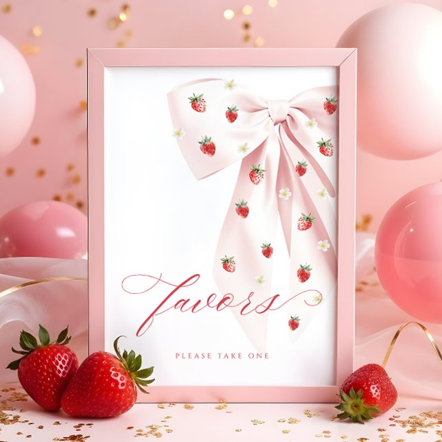 Poster Bow rose Berry Sweet Baby shower Faveurs Panneau d (Créateur téléchargé)