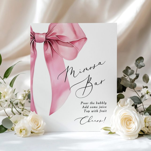 Poster Bow rose Mimosa bar Coquette Fête des mariées (Créateur téléchargé)