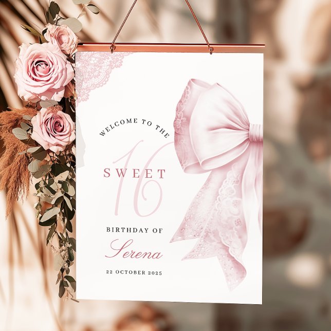 Poster Bow rose pâle 16 anniversaire (Créateur téléchargé)