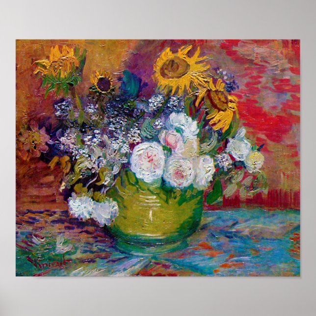 Poster Bowl avec fleurs, Van Gogh (Devant)