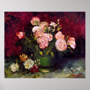 Poster Bowl avec Peonies & Roses Van Gogh Art