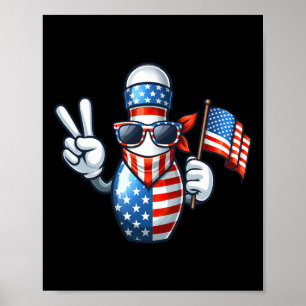 Poster Bowling American Usa Drapeau Sungles 4 juillet Bow