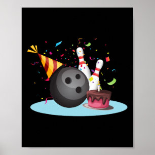 Poster Bowling Anniversaire Fête de Bowling Joyeux Annive
