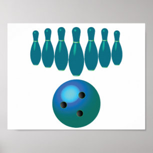 Poster Bowling Ball et Pins Sports amusants