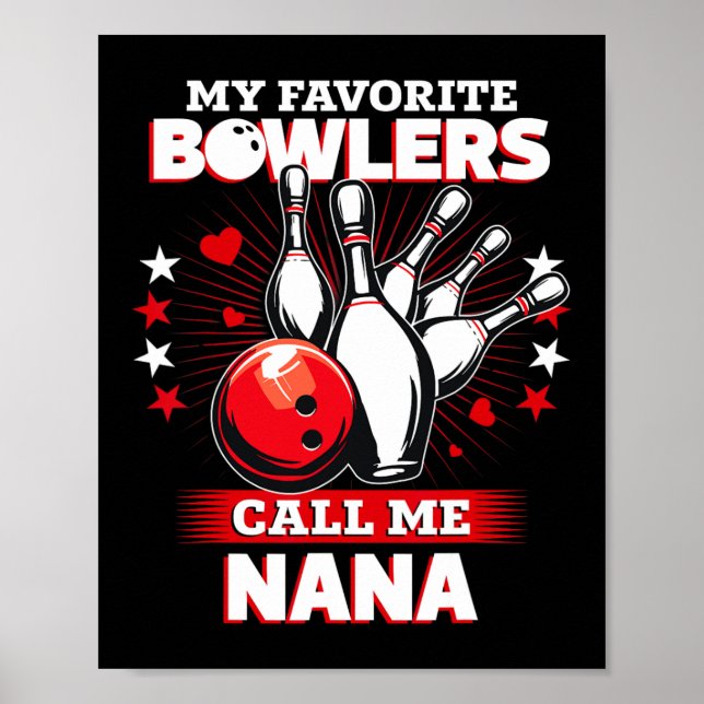 Poster Bowling Bowler Mon Bowler Favori M'Appelle N (Devant)