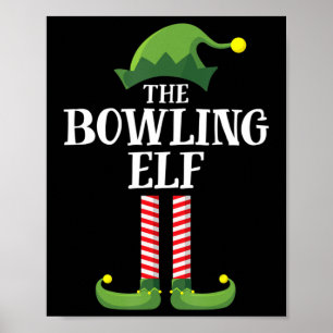 Poster Bowling Elf Correspondance Famille Groupe Noël