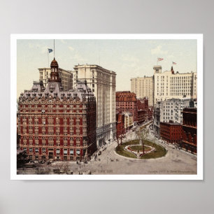 Poster Bowling Green Lower Broadway NYC v. 1900 Antique