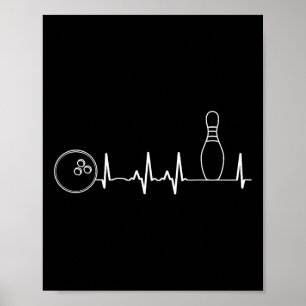 Poster Bowling Heartbeat Graphic Funny Bowling Team Coach