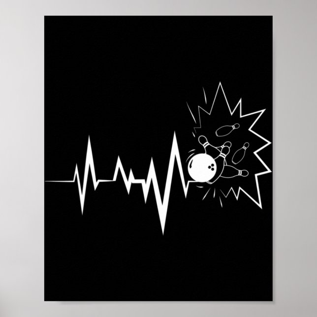 Poster Bowling Heartbeat pour les amateurs de bowling et  (Devant)