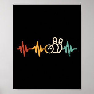 Poster Bowling Heartbeat Retro Bowler Joueur d'équipe Hom