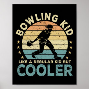 Poster Bowling Joueur de bowling pour enfants drôle