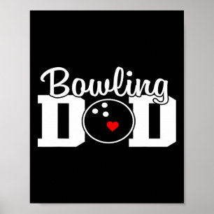 Poster Bowling Papa Équipe Joueuse Partie Bowling Légende