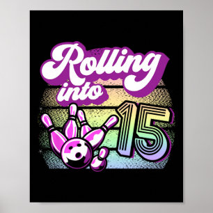 Poster Bowling Party Rolling Dans 15 Bowling Anniversaire