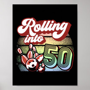 Poster Bowling Party Rolling Dans 50 Bowling Anniversaire