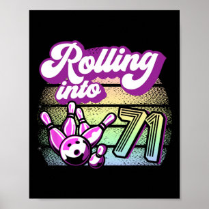 Poster Bowling Party Rolling En 71 Bowling Anniversaire