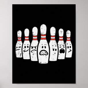 Poster Bowling Pins Face À Drôle Bowler Hommes Femmes Enf