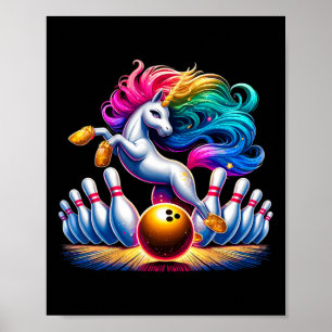 Poster Bowling Pins Funny Unicorne Sport Bowler
