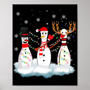 Poster Bowling Pyjama Lumières Reindeer Père Noël Fun
