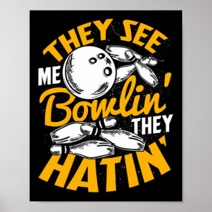 Poster Bowling Roll Pins Grève Bowler Sports Team