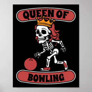 Poster Bowling Skeleton Team League - Alley Bowler Queen