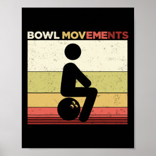 Poster Bowny Bowl Vintage Retro Bowl Mouvements Bowlers
